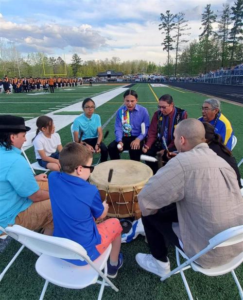 Anishinaabe Gikinoo'amaadiwin Drum Group at GRHS Graduation